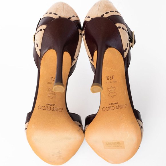 Jimmy Choo Burgundy and Beige Heels - Picture 7 of 7